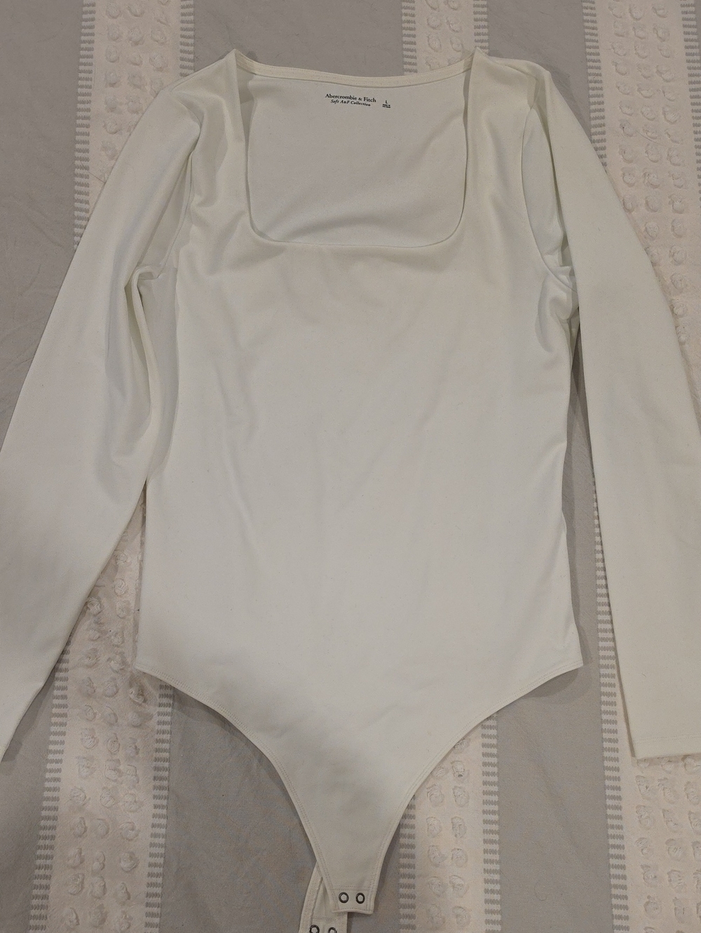 Abercrombie & Fitch Cream Long-Sleeve Square Neck Bodysuit
